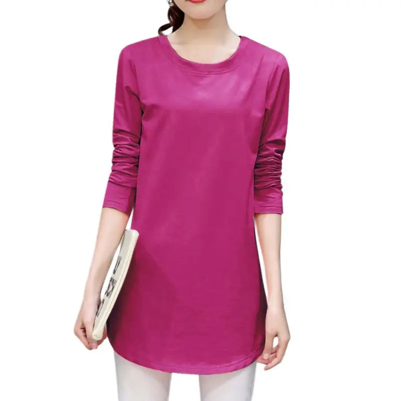 Women Slim Fit Long Sleeve Casual Blouse in Solid Colors