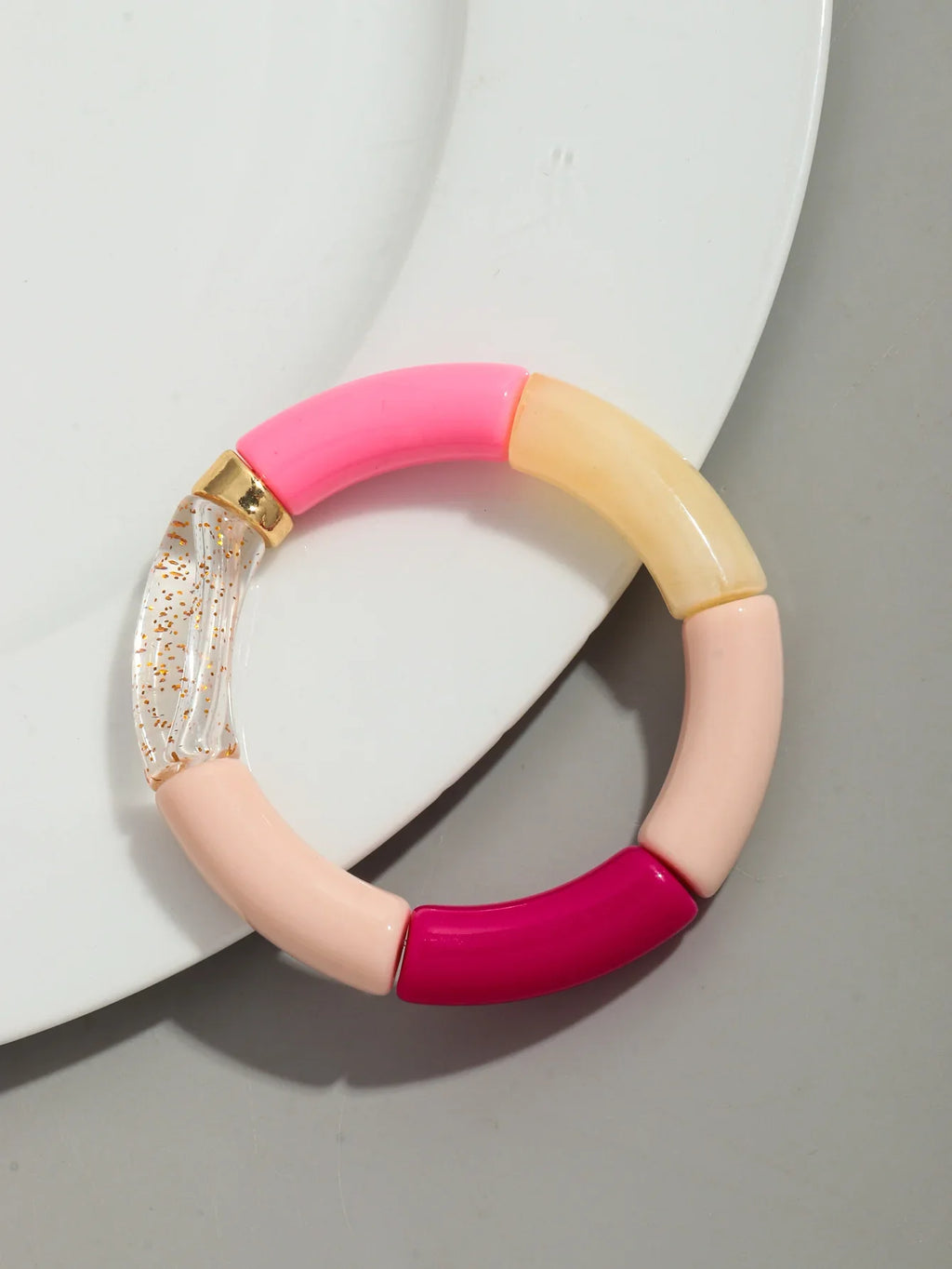 Boho Chunky Bamboo Stackable Bracelet for Women with Colorful Tube Beads and Elastic Design