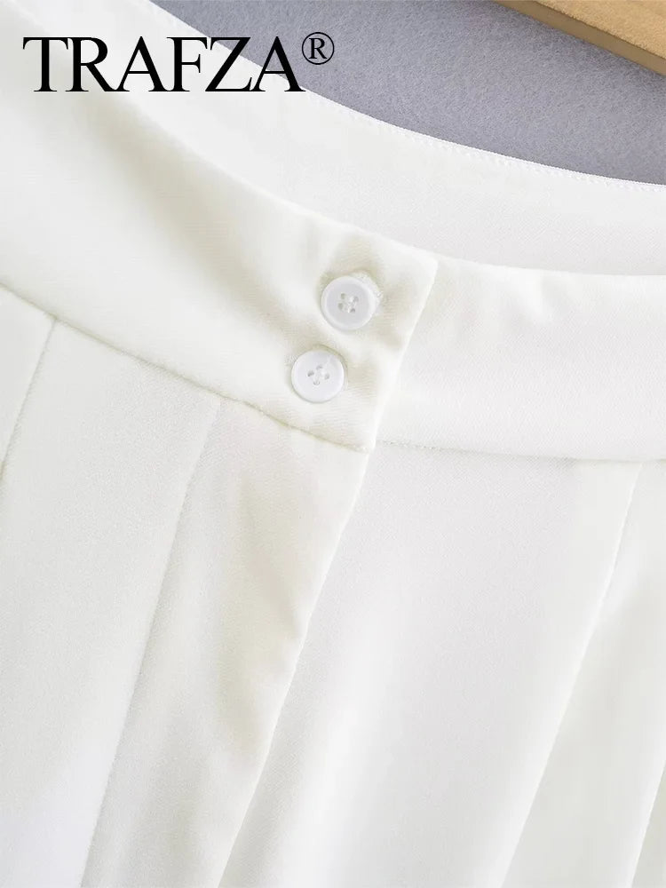 Summer Women's Casual Two-Piece Suit with Lace-Up Tank Top and Pleated Loose Trousers