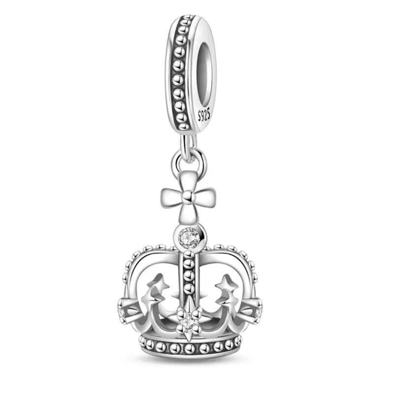 Silver Plated Lotus Guardian Angel Heart-Shaped Zircon Charms Beads for DIY Jewelry and 925 Bracelets