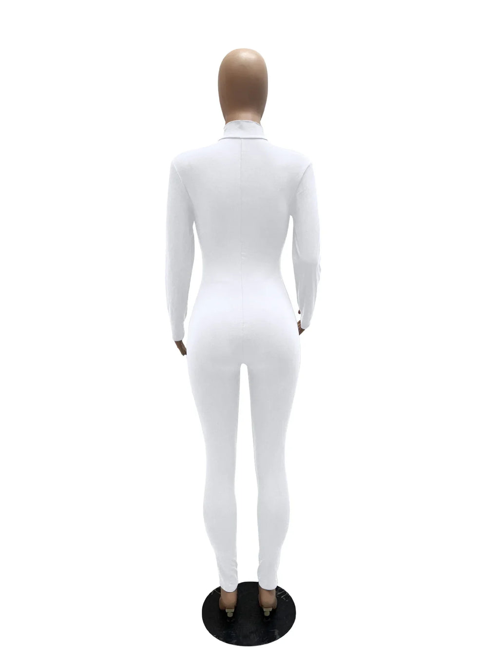 Women's Bodycon One-Piece Jumpsuit with Long Sleeves and Large Front Zipper Casual Sporty Skinny Workout Overalls Top