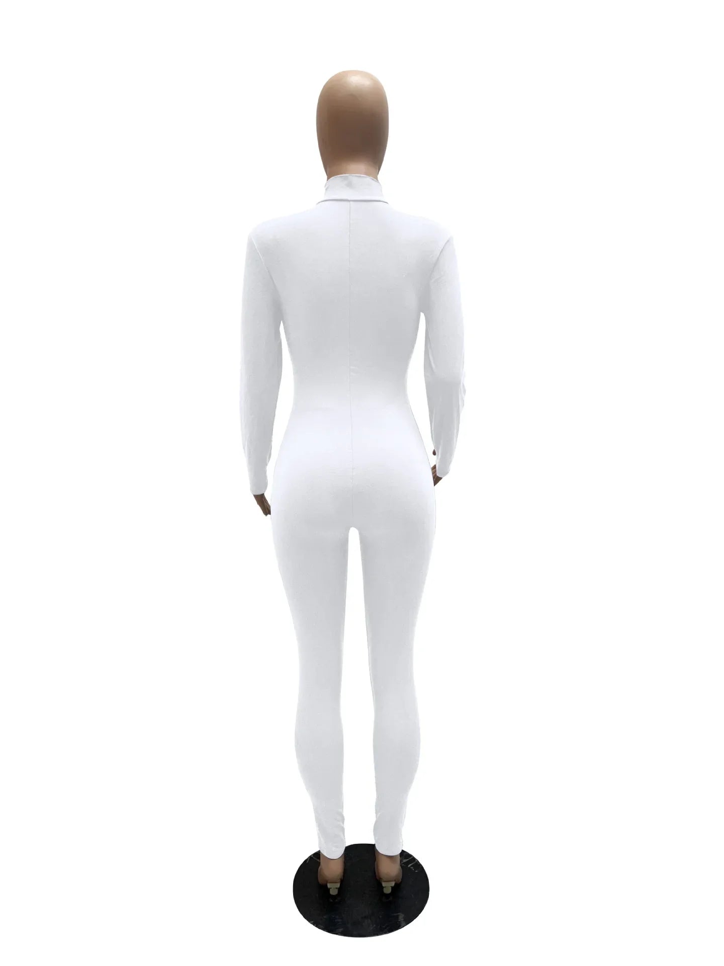 Women's Bodycon One-Piece Jumpsuit with Long Sleeves and Large Front Zipper Casual Sporty Skinny Workout Overalls Top