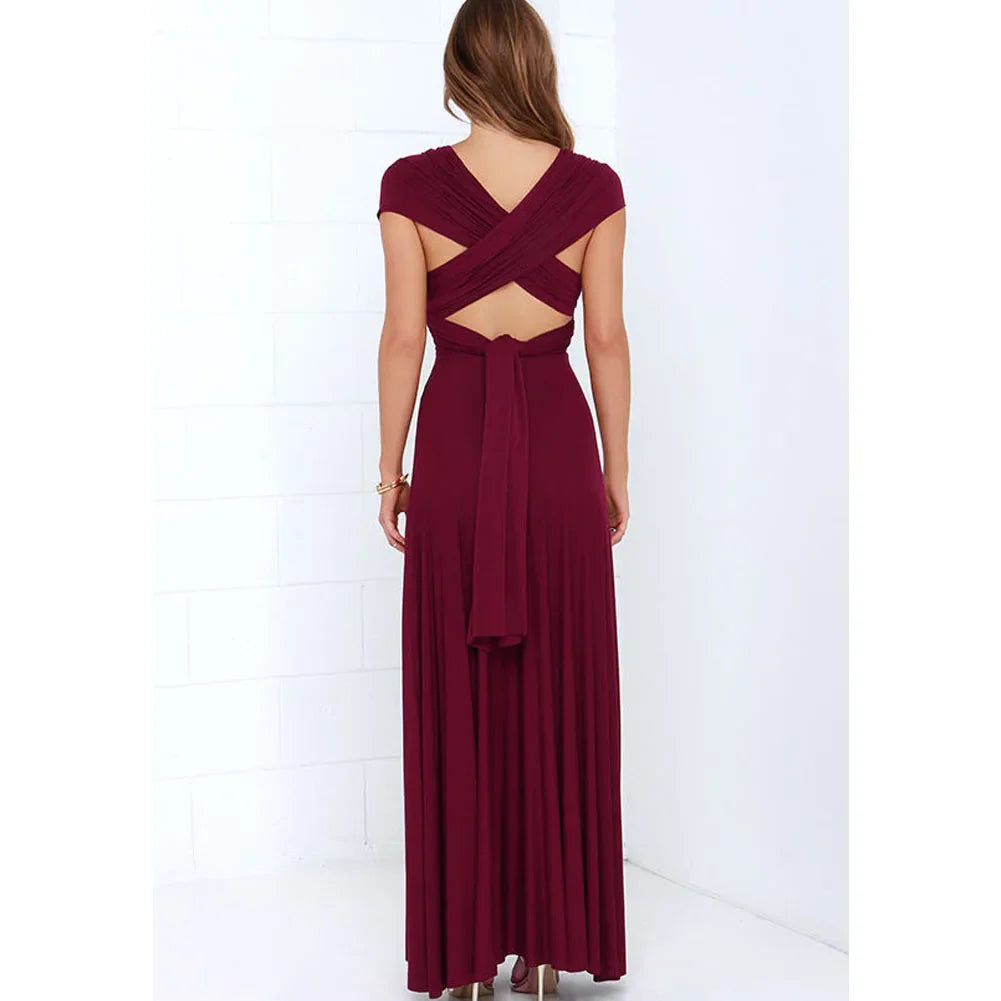 Multiway Wrap Convertible Boho Maxi Red Party Dress