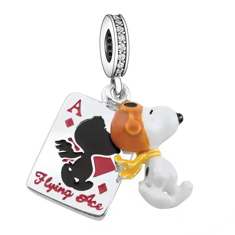 Snoopy Charlie Brown 925 Silver Charm Pendant for Women Fit 3mm Bracelets