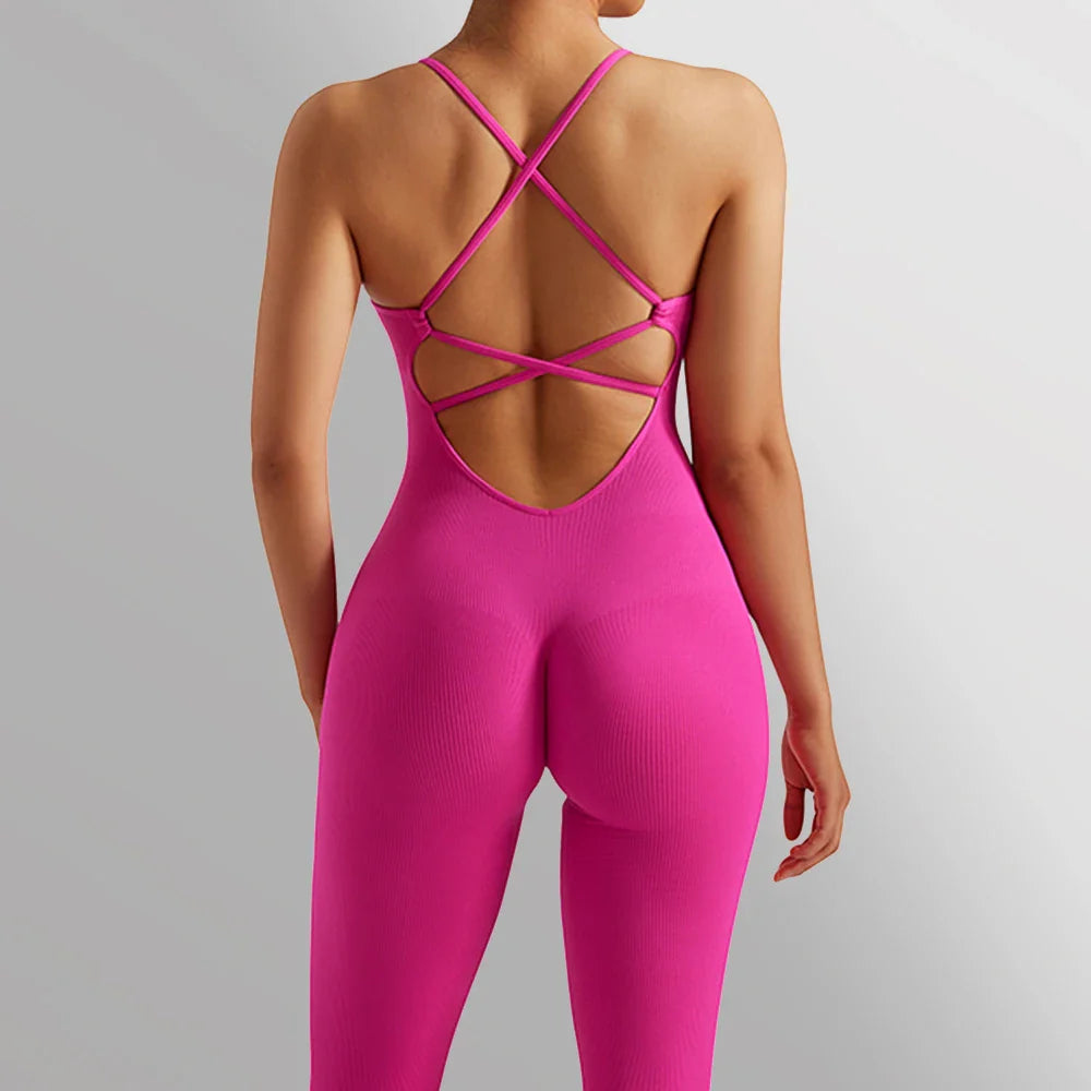 Solid Body-Shaping Sleeveless Skinny Jumpsuit Women Casual Square Collar One Piece Romper Sporty Bodysuit