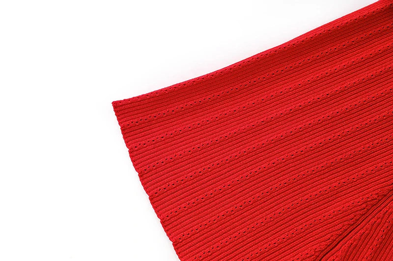 Knitted Long Sleeve V Neck Button Party Dress for Autumn