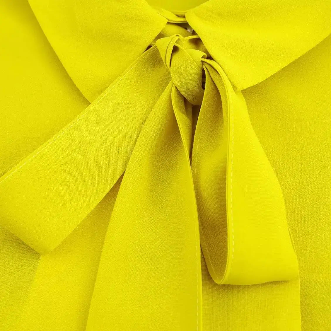 Women Bow Tie Loose Fit Shirt with Lapel Collar Long Sleeve Single-Breasted Solid Color Casual Patchwork Top Spring Summer Chic Blouse