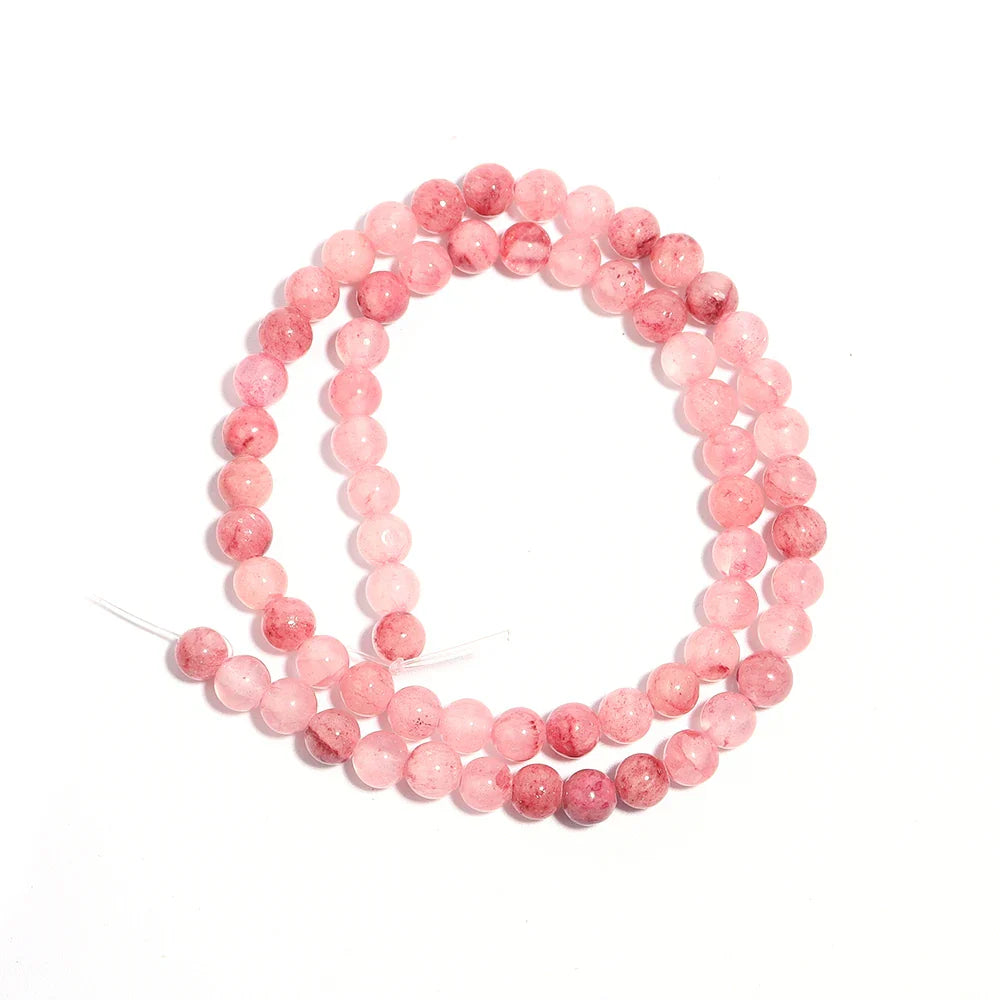 Natural Pink Persian Jade Stone Beads Loose Spacer Gem Beads for Jewelry Making DIY Bracelet and Necklace Accessories