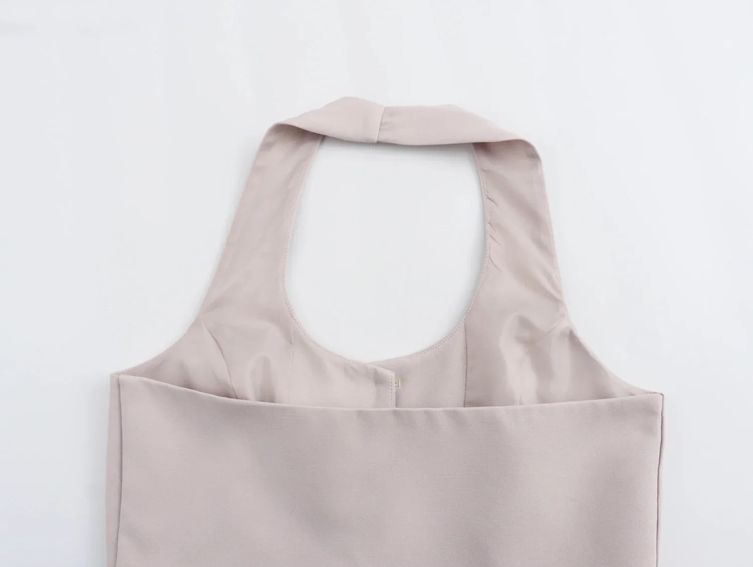 Women Fashion Solid Vest Pant Suit Set with Single Breasted Halter Cropped Top and High Waist Patchwork Trousers for Office Wear