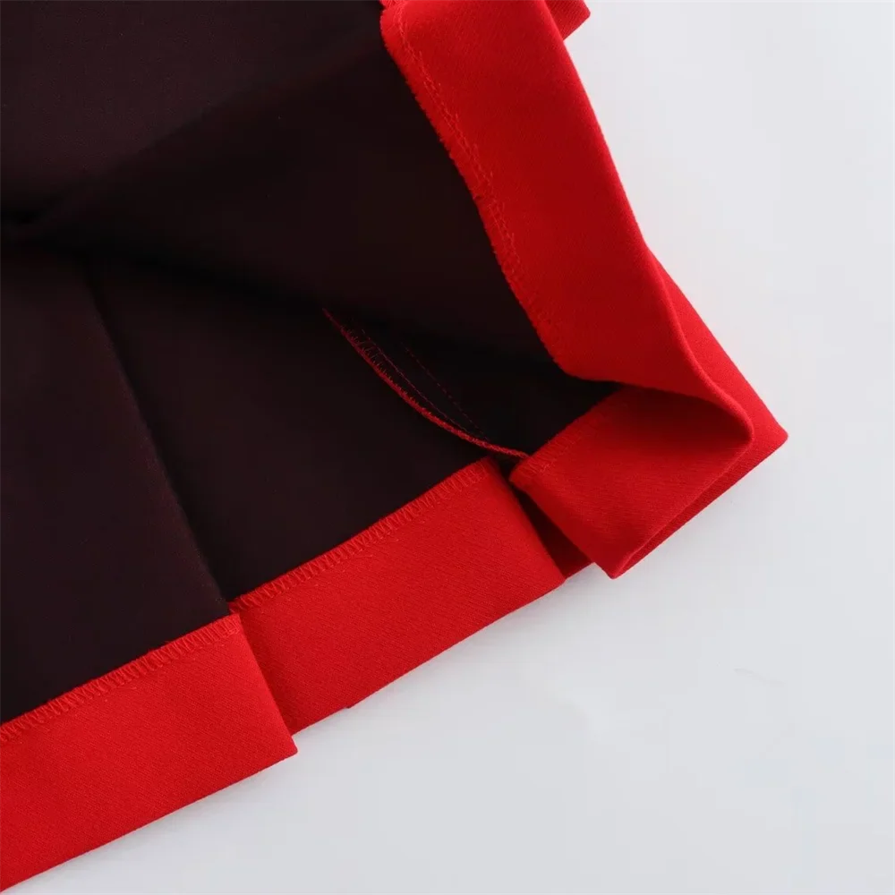 Women's Fashion Elegant Commuting Two-Piece Set Featuring Tailored Tight Suit Coat and Wide Pleated Short Skirt