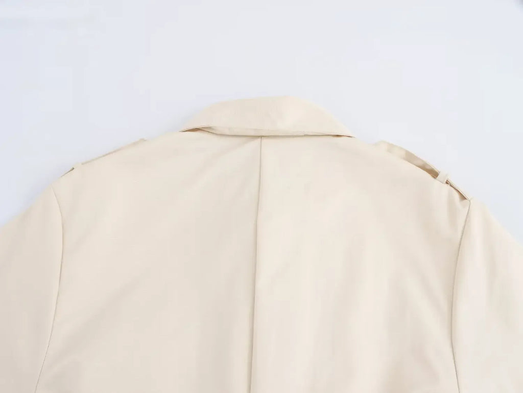 Versatile Women's Slim Fit Short Sleeve Lapel Shirt with Decorative Belt Strap and Curling Detail