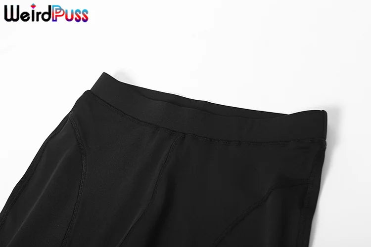 Weird Puss Letter Print Women's Tracksuit Set with Crop Top and Leggings for Stylish Streetwear