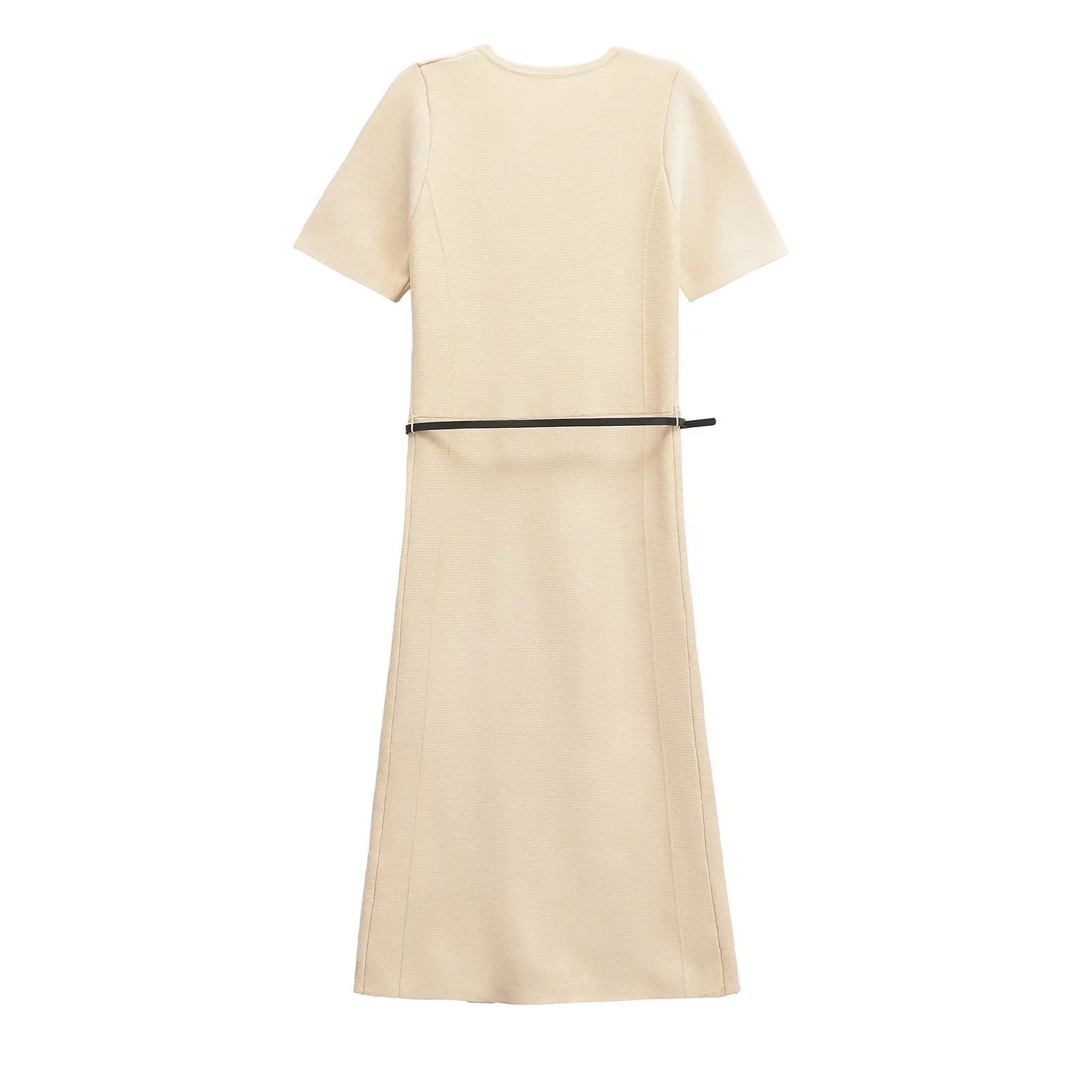 Knitted Belted Midi Dress For Women High Waist A Line