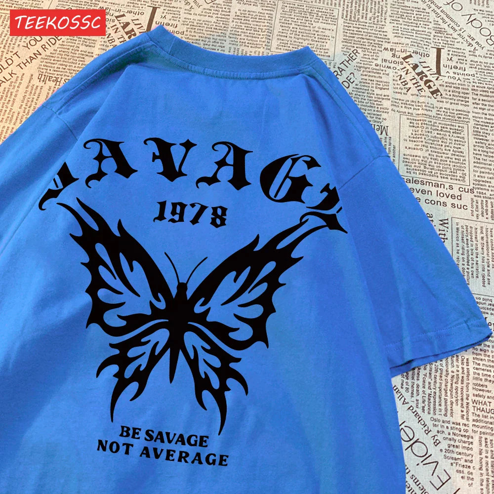 Casual Cotton Summer T-Shirts for Women with Butterfly Print and Oversized Fit in Various Colors