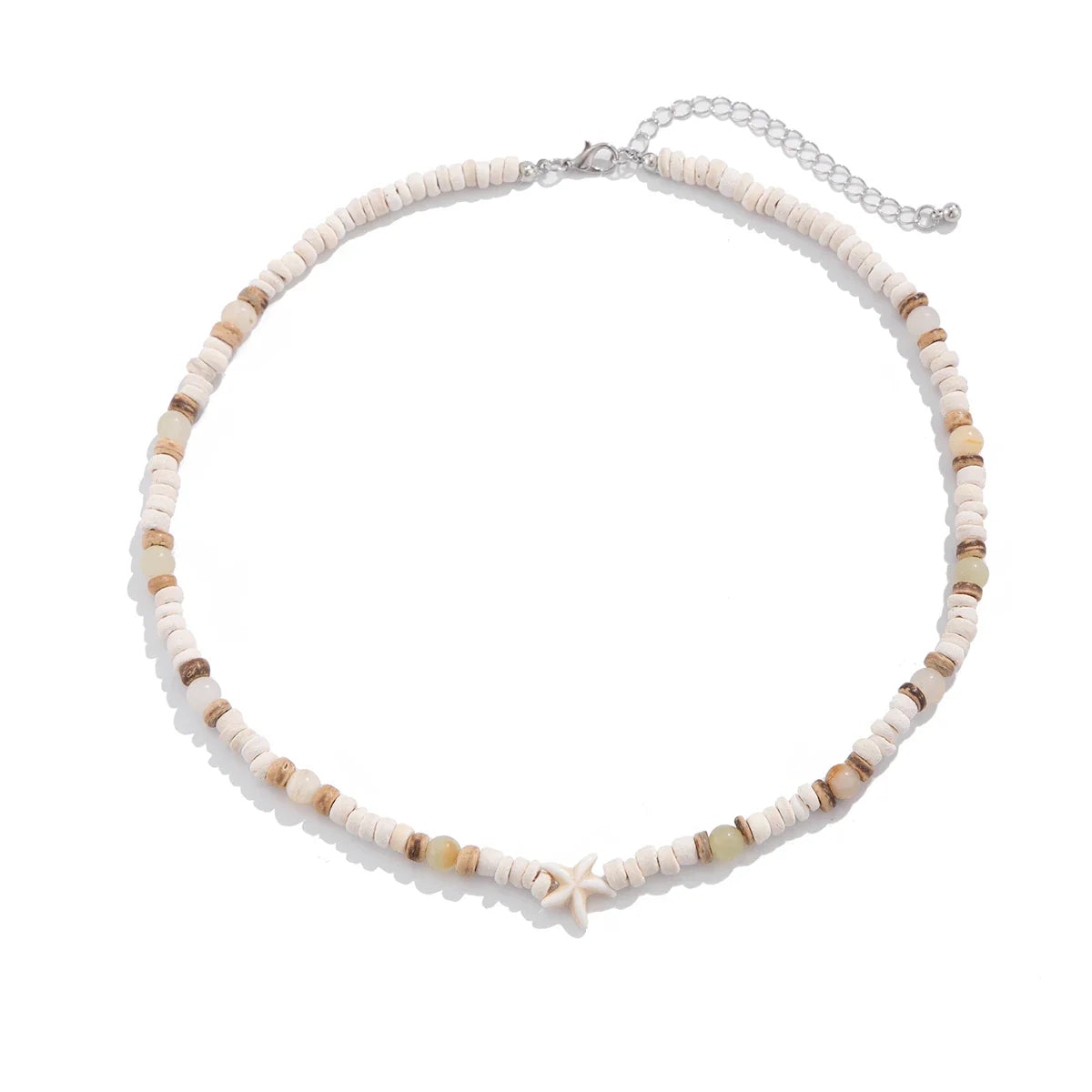 Coconut Husk Wood Beads Starfish Choker Necklace for Men Natural Bohemian Street Jewelry