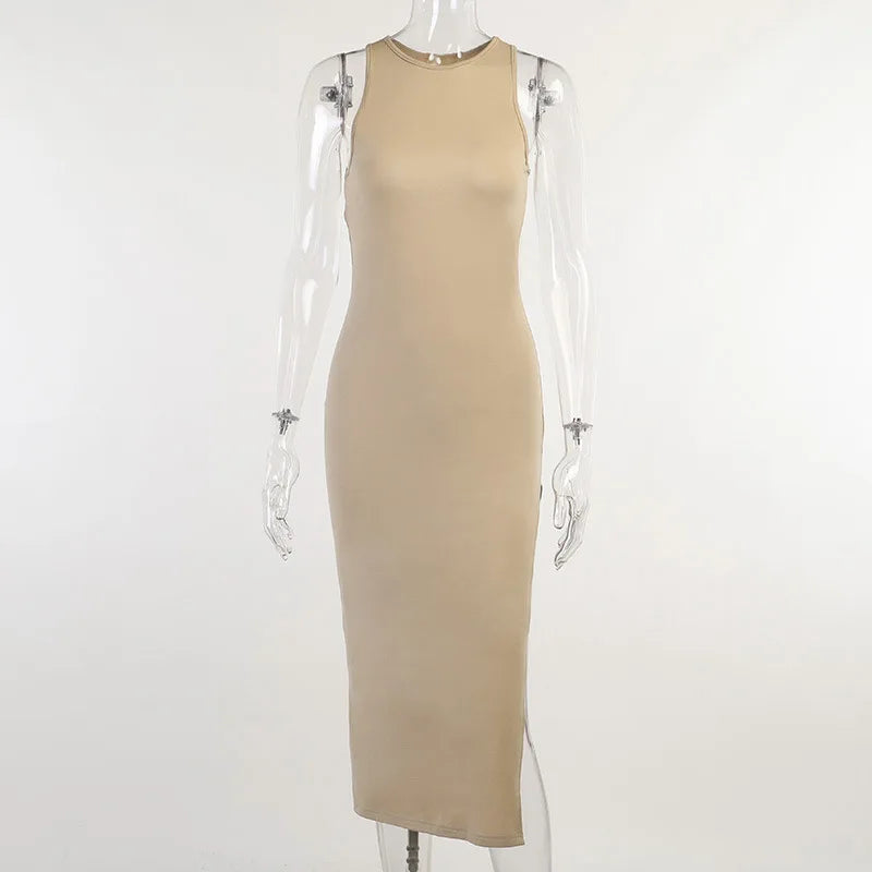 Y2K Backless Party Dress Women Wrap Bodycon Slit Evening