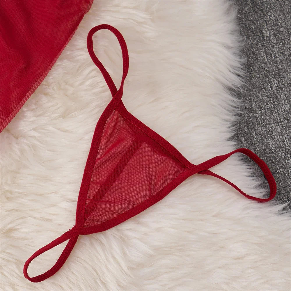 Backless Mesh Nightgown With Cross Strap Nightdress