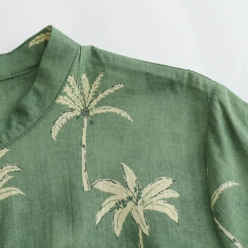 Printed Belted Long Sleeve Shirt Dress Chic Spring Women