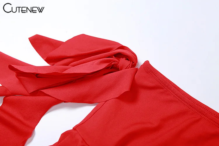 Women's Halter Lace-Up Two-Piece Set with Spaghetti Strap Camisole and Slim Fit Mini Skirt Stylish Streetwear Dress Suit