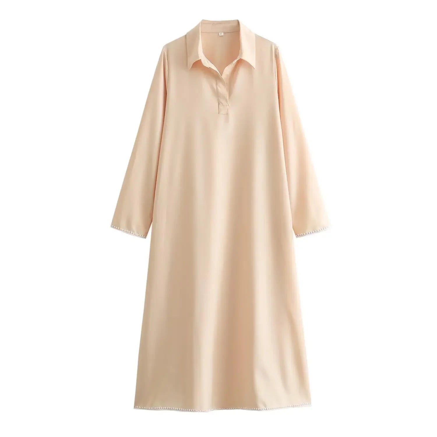 Green Embroidery Shirt Dress With Cuffed Sleeves Split Hem