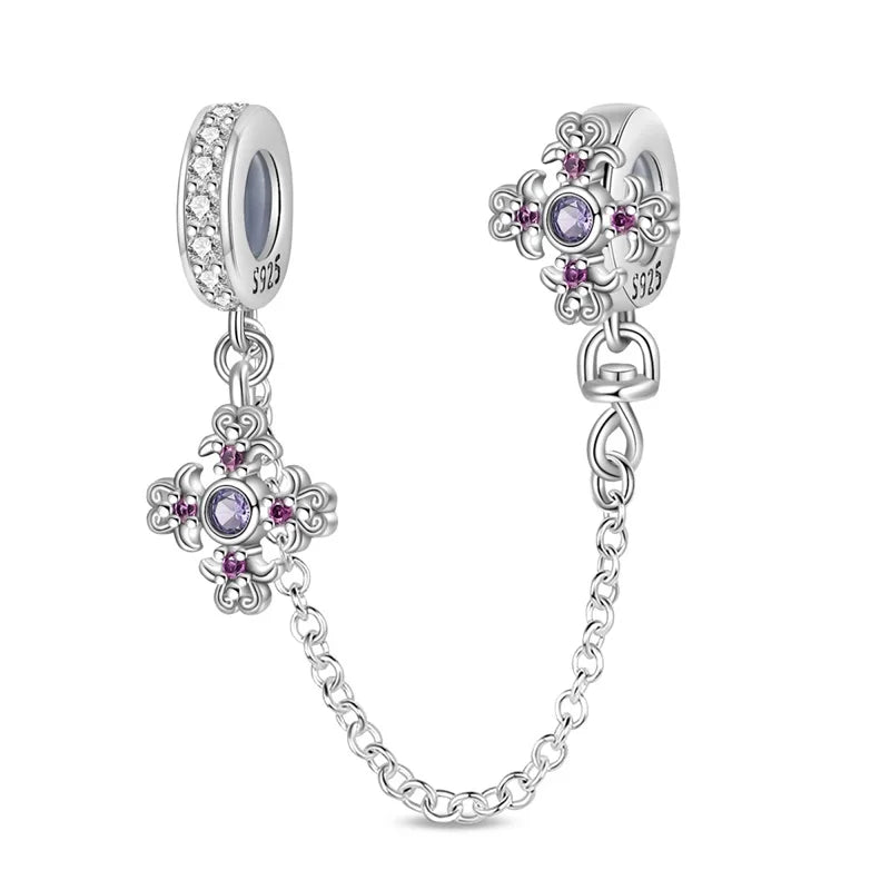 Silver Plated Lotus Guardian Angel Heart-Shaped Zircon Charms Beads for DIY Jewelry and 925 Bracelets