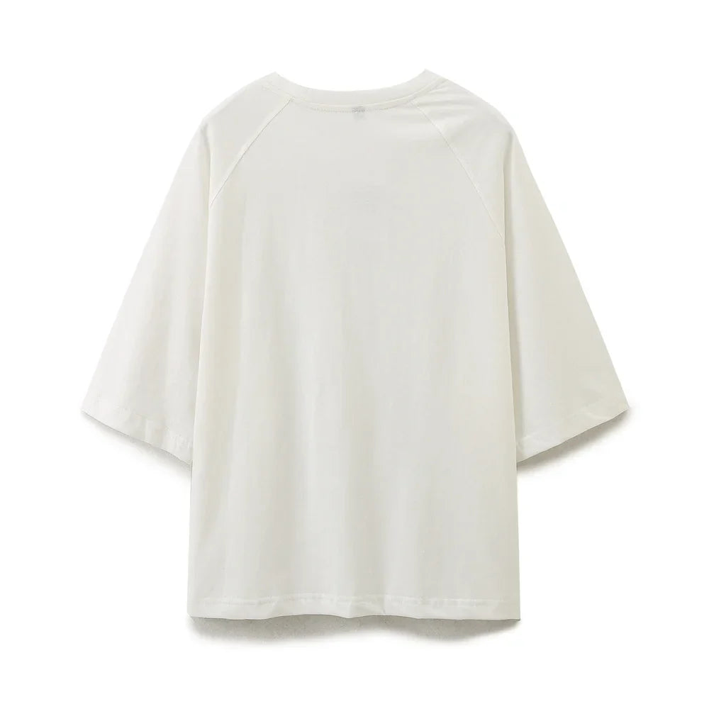 Women's Solid Casual Trouser Set with Short Sleeve T-Shirt and Elastic Waist Wide Leg Pants