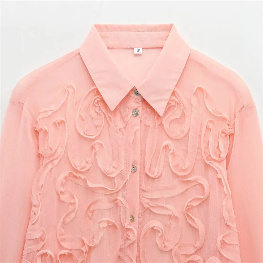 Women's Casual Simple Shirt with Raised Front Design for Stylish Spring Vibes and Effortless Elegance