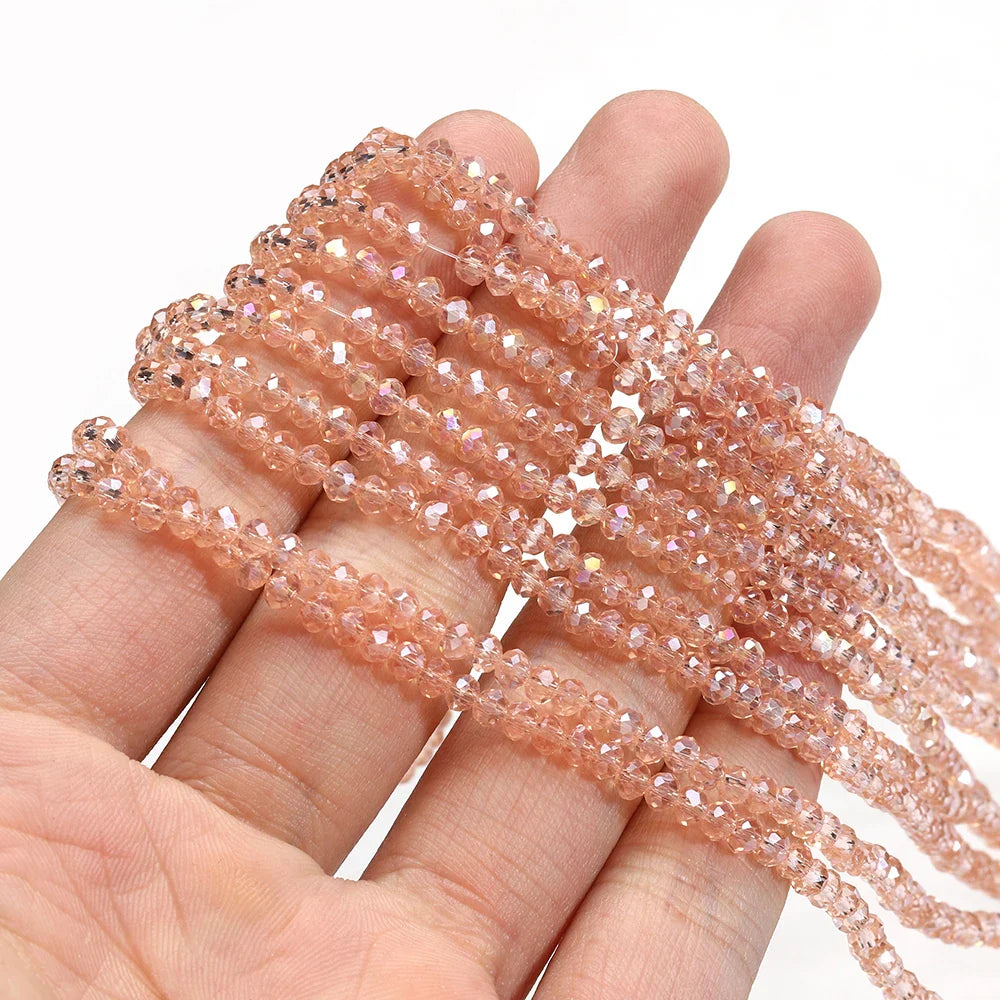 120 Pieces Crystal Glass Rondelle Beads Faceted Round Loose Spacer Beads for Jewelry Making