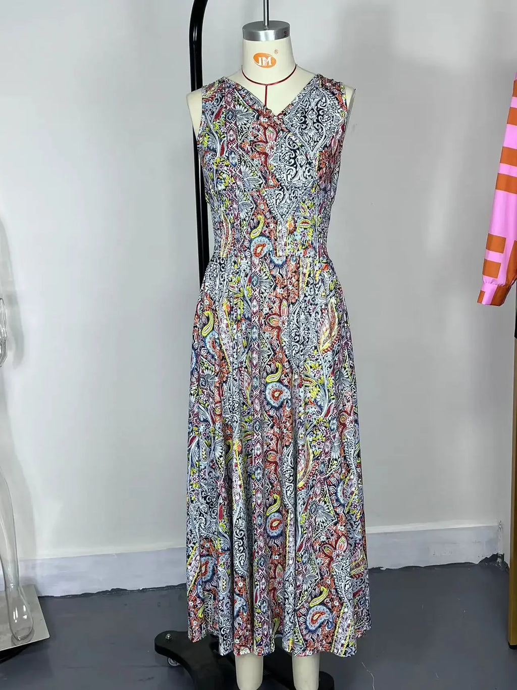 Womens V Neck High Waist Summer Print Dress For Women