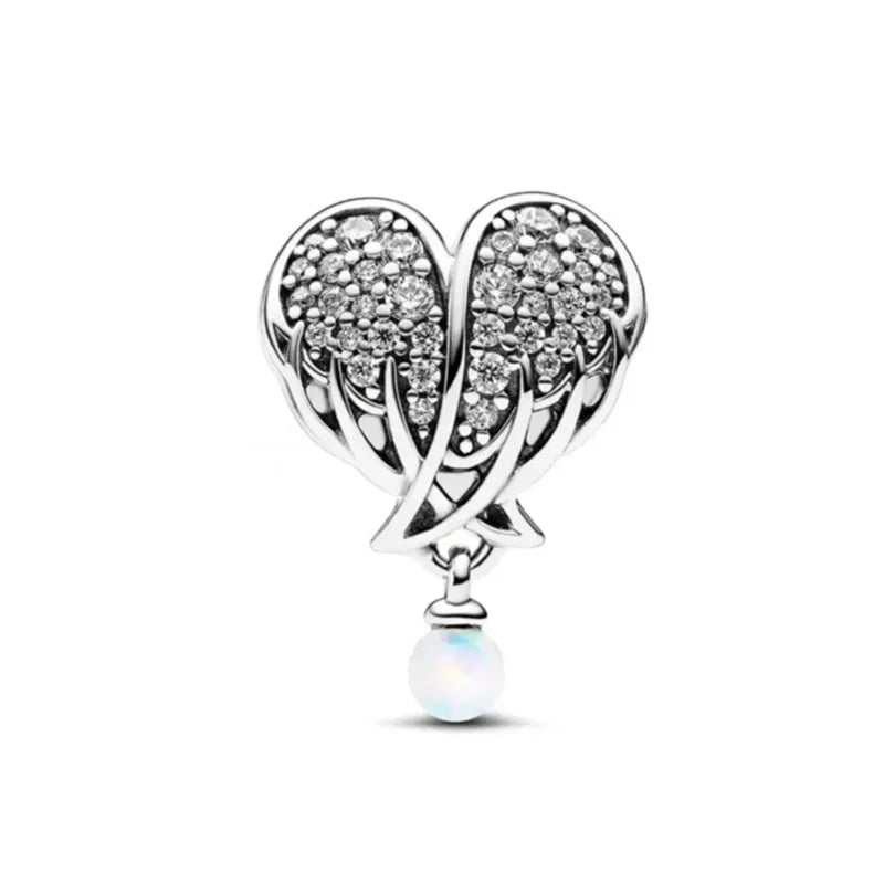 Charm Fit Original Bracelet with Shining Zircon Love Heart and Flower Bead for Women Jewelry Gift in 925 Silver Plated Design