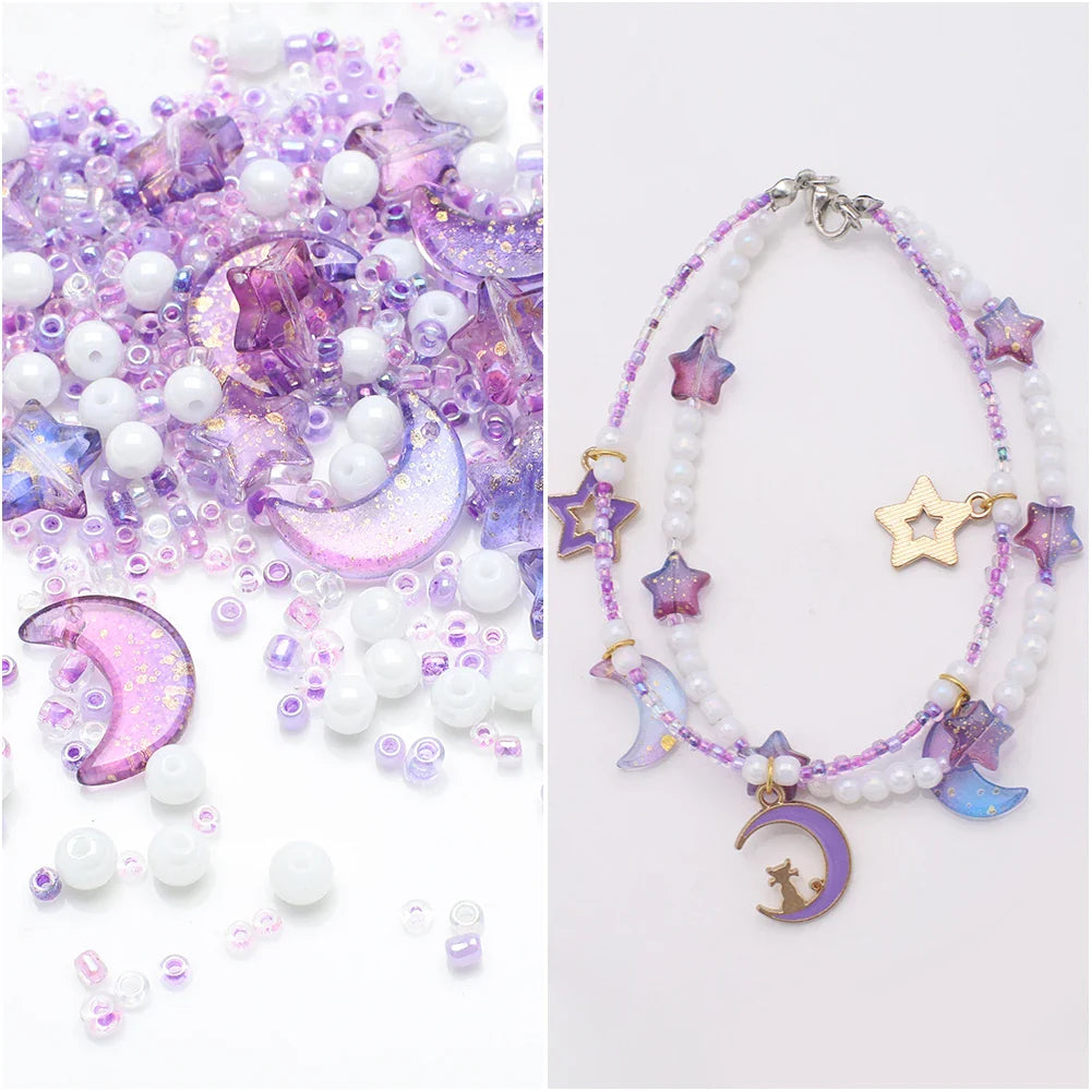 Mixed Star and Moon Crystal Glass Beads for DIY Jewelry Making Craft Bracelets Necklaces and Earrings