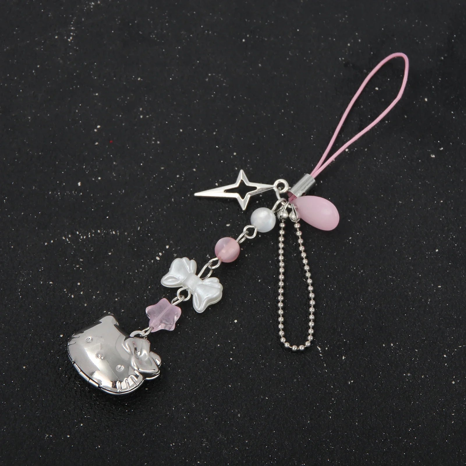 Kawaii Cat Bowknot Star Charm Phone Chain Cute Cartoon Kitty Keyring Pendant for Bags and Cosplay Jewelry Gift