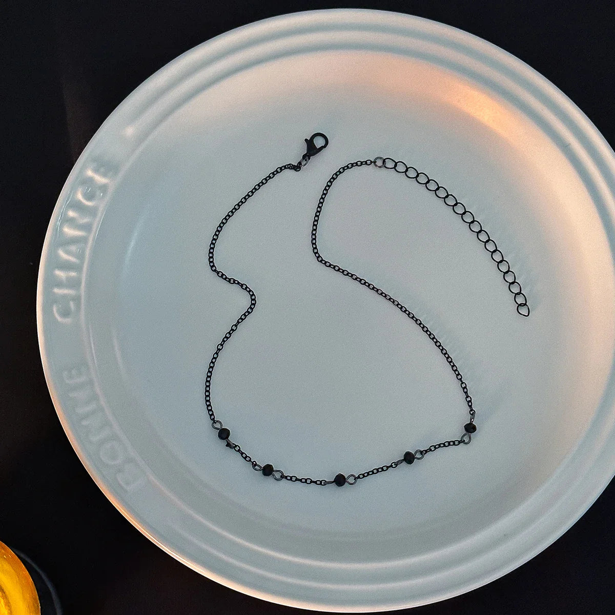 Minimalist Crystal Beads Ball Chain Necklace for Women Simple Black Link Choker Jewelry for Parties and Weddings