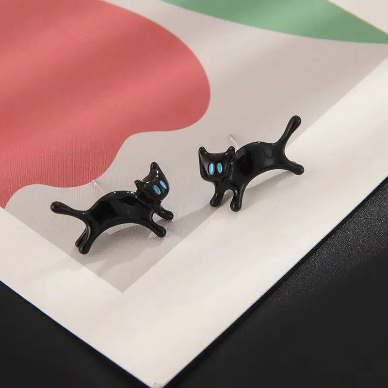 Cute Black Cat Earrings for Women Fashion Animal Kitten Jewelry Perfect for Parties and Festivals