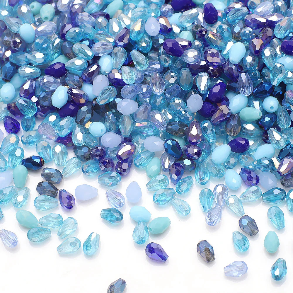 100 Pieces 4x6mm AB Mixed Color Tear Drop Faceted Crystal Glass Beads for Jewelry Making and DIY Crafts