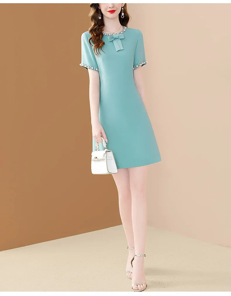 Embroidered Flare Dress For Women Office A Line Style