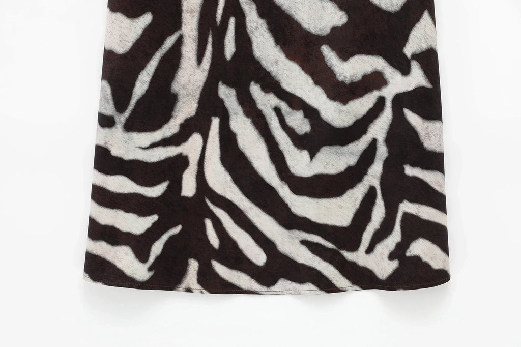 Zebra Print Long Sleeve Summer Dress For Women Chic