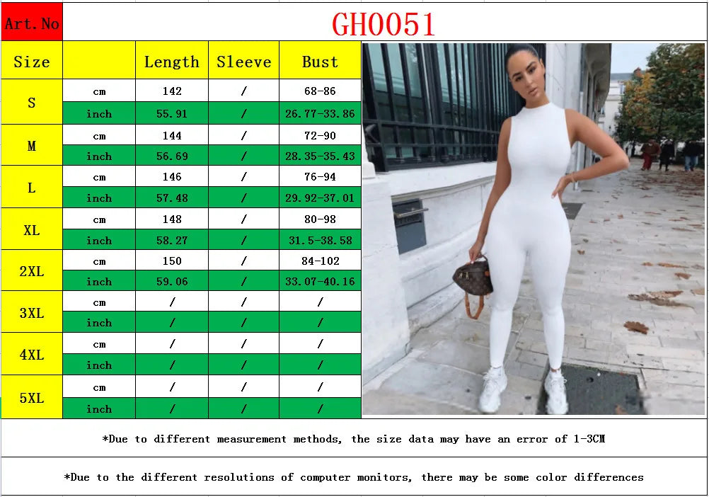 Slim Sleeveless Pencil Jumpsuit for Women Casual Fitness All Season Sporty Playsuit Activewear One Piece Clothing