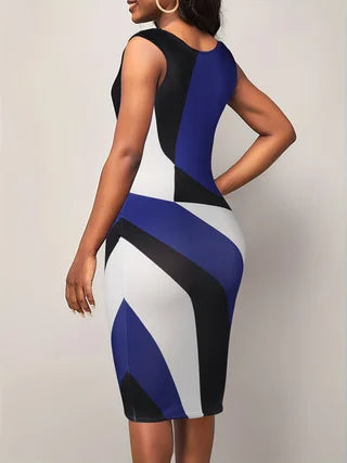 Patchwork Bodycon Dress For Office And Party Summer Style