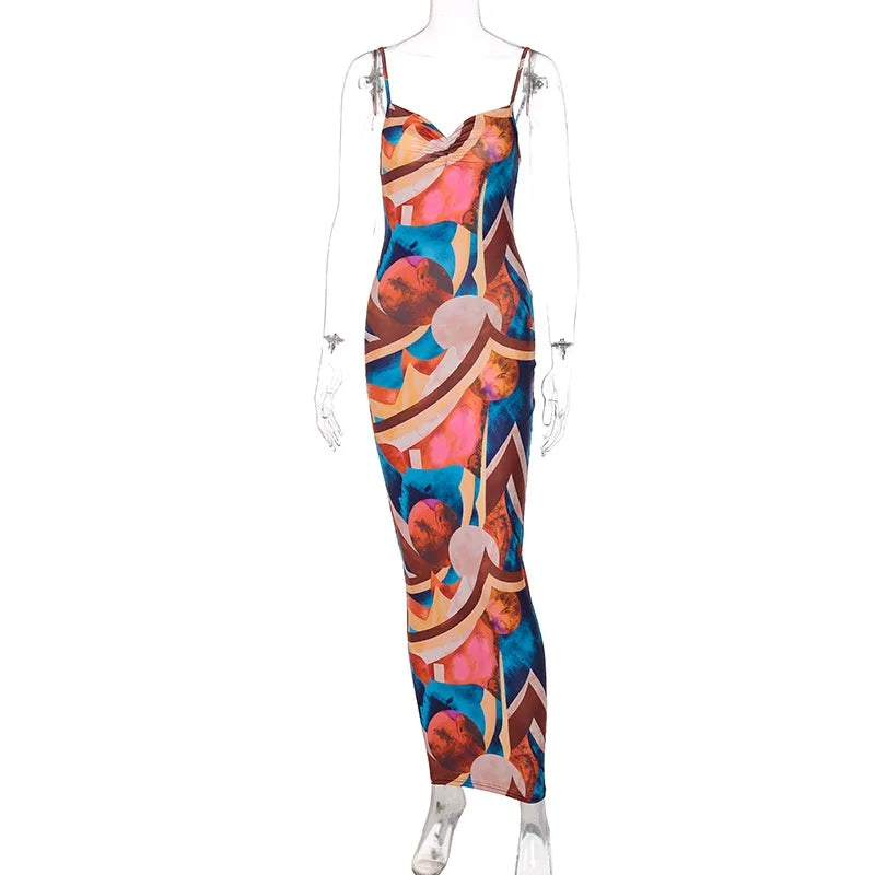 Tie Dye Ribbed Midi Dress For Women Bodycon Side Slit