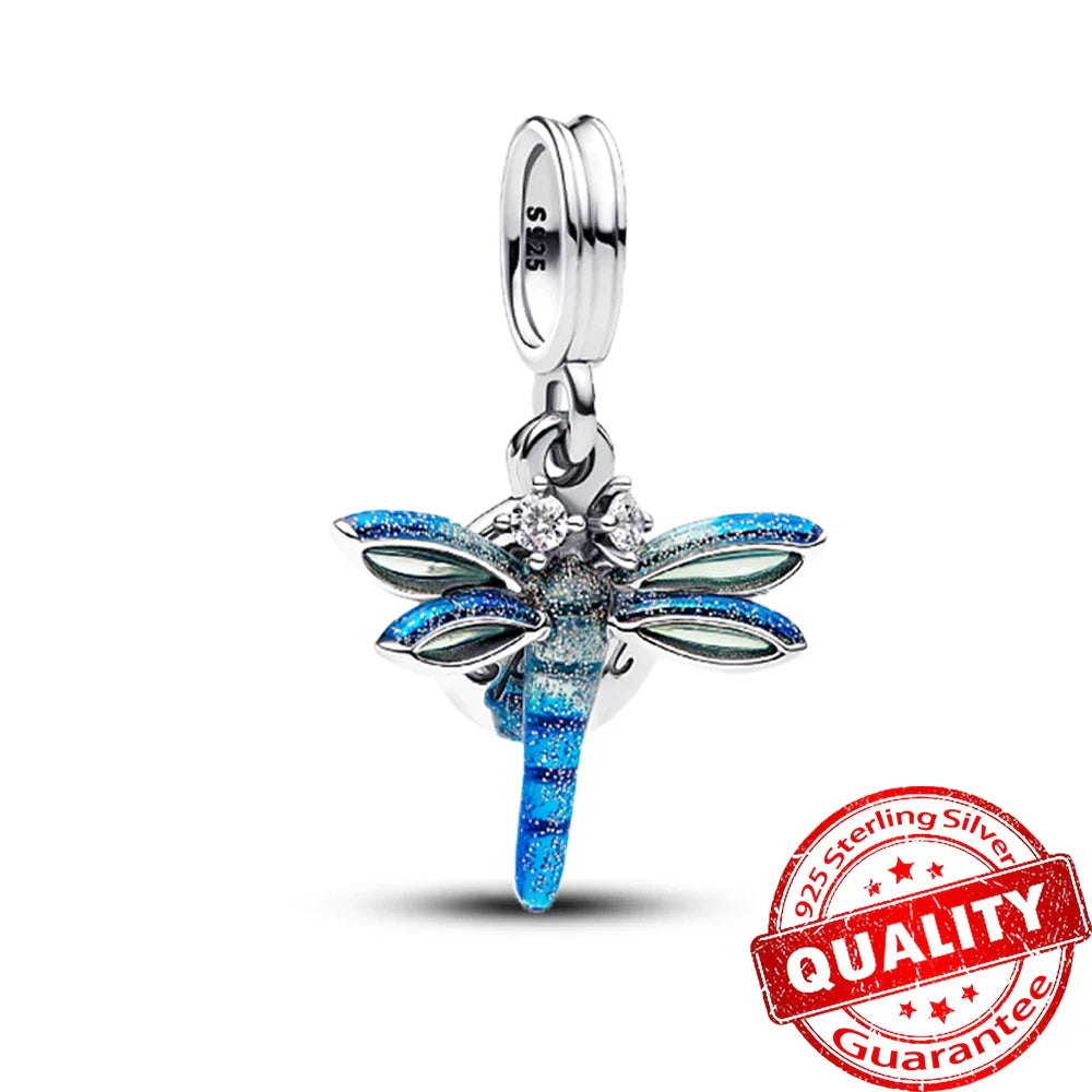925 Sterling Silver Coral Seahorse and Lotus Fish Pendant for DIY Bracelet and Necklace Crafting
