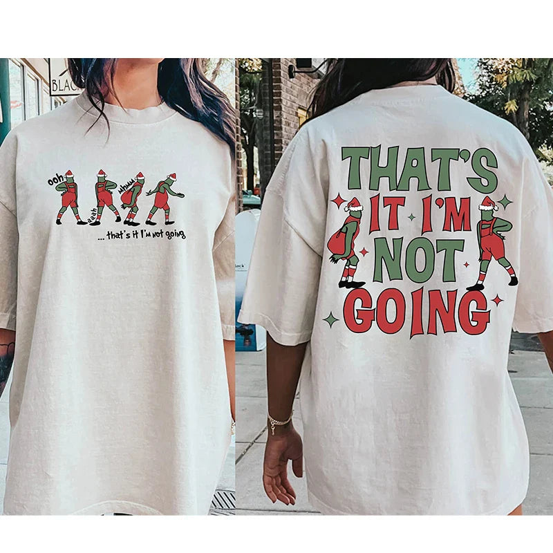 Christmas Quirky Printed Cotton Round Neck Women's Oversized T-Shirt