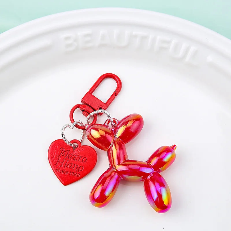 Cute Y2K Acrylic Cartoon Balloon Dog Keychain for Women Bag Pendant and Car Accessory