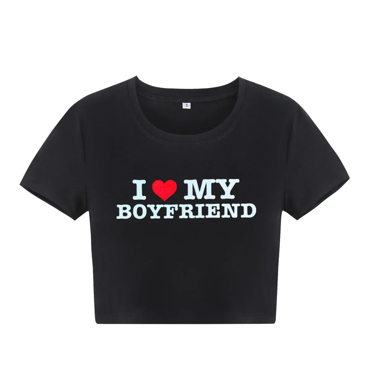 I Love My Boyfriend Summer Cotton Crop Tee for Girls and Women Short Sleeve T-Shirt