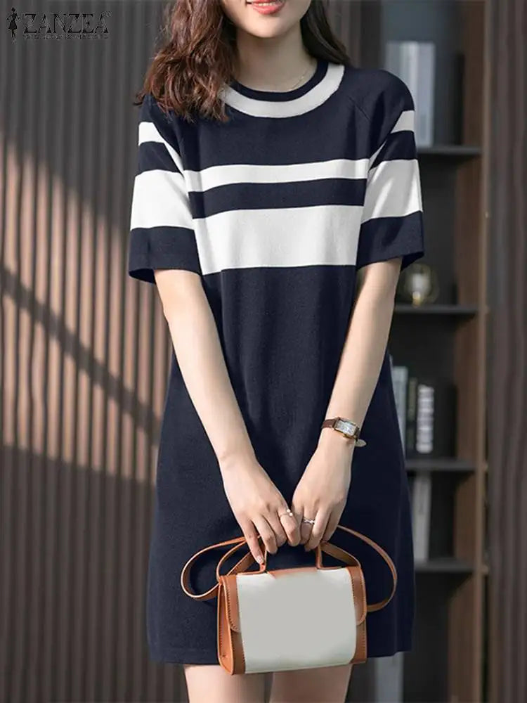 Knee Length Summer Patchwork Sundress Casual For Women