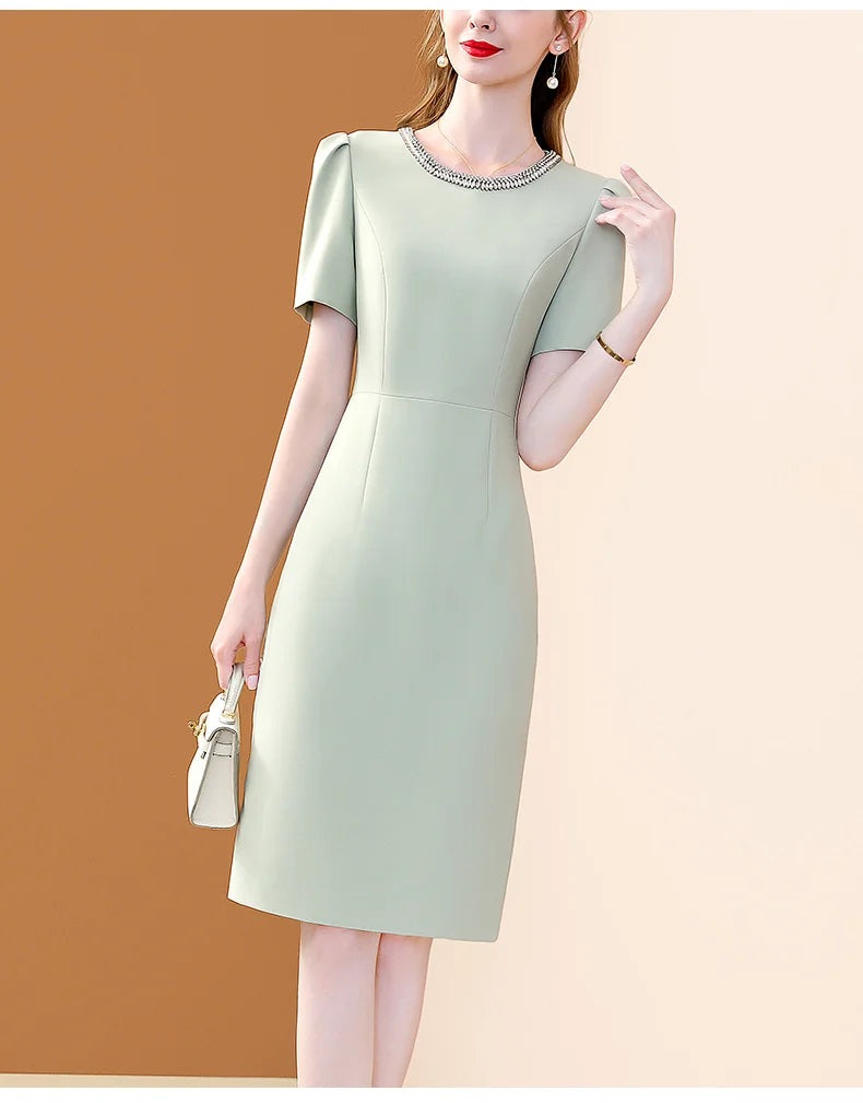 Elegant O Neck Embroidered A Line Dress For Women Casual