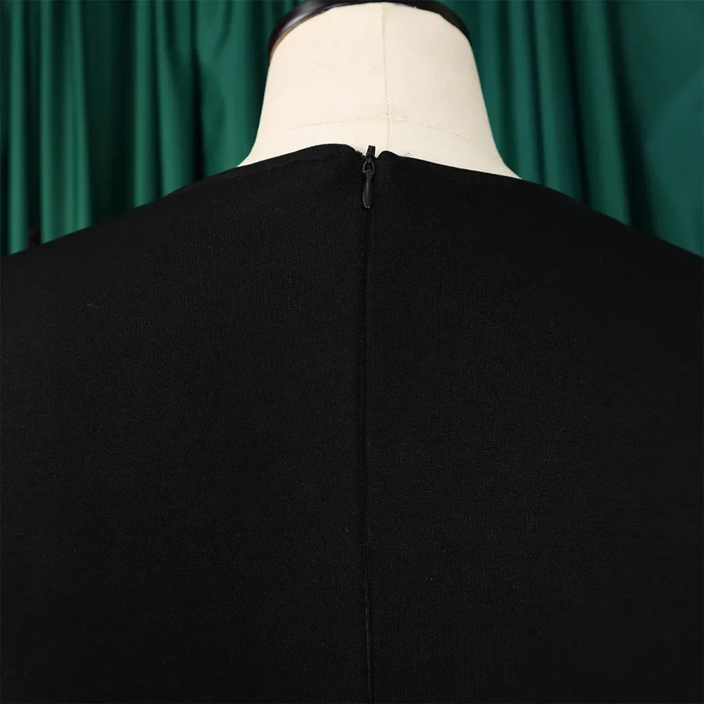 Elegant High Waisted Jumpsuit for Women with Round Neck Beaded Detail and Transparent Sleeves Perfect for Birthday Parties and Special Occasions