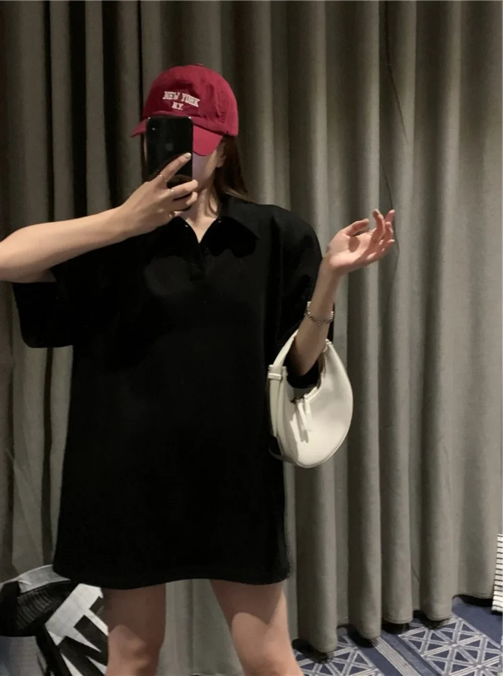 Women's Short Sleeve Polo Shirt Solid Color Loose Fit Summer Casual Large Size Trendy Korean Style Tee