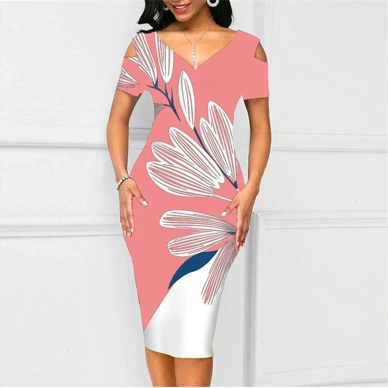 Backless Bodycon Dress For Party Elegant V Neck Patchwork