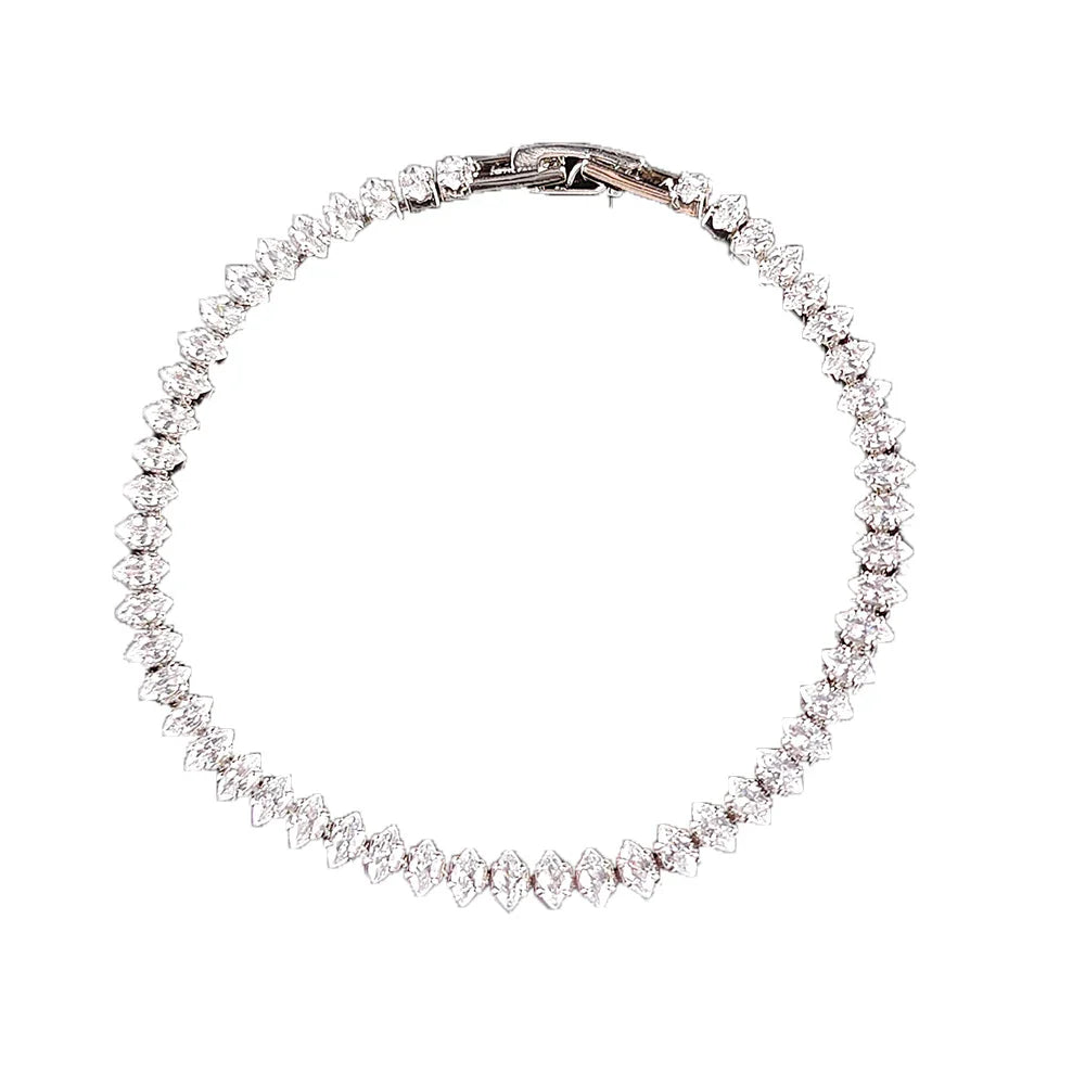 Luxury Silver Color Marquise Oval Square Cut Tennis Bracelet for Women Elegant Party Gift Jewelry
